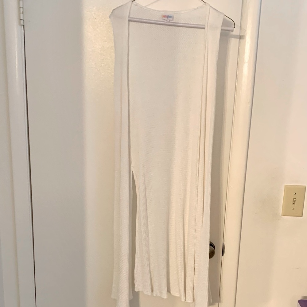 Lularoe Joy longline vest layering piece, Ivory, XS